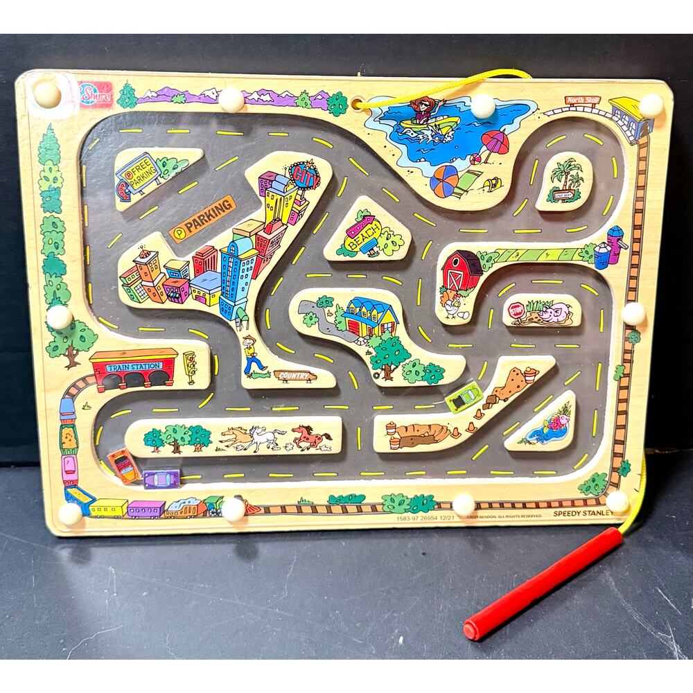 T.S. Shure Speedy Stanley Wooden Magnetic Maze car city maze